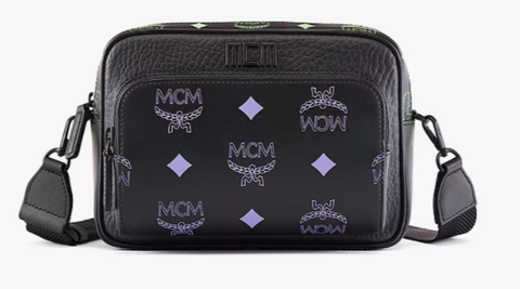 MCM Klassik Crossbody in Color Splash Logo Leather-MMRCSSX02-Dahlia Purple+summer Green U6