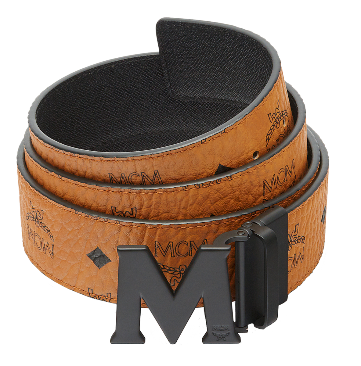 小物 MCM Mens Claus Cognac Leather Belt Cut to Size Claus M Reversible Belt 1.5