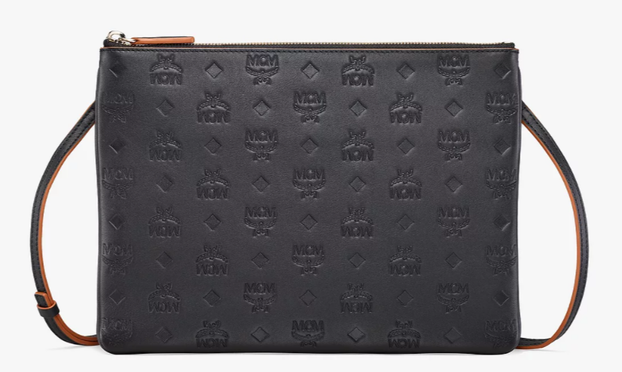 Mcm Klara Monogram Leather Crossbody Pouch - Black