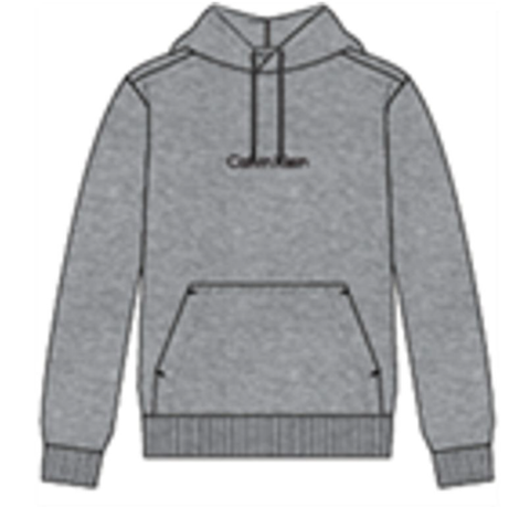 Calvin Klein L/S  Relaxed Fit Logo Terry P/o Hoodie  40CM271- Med Grey Htr